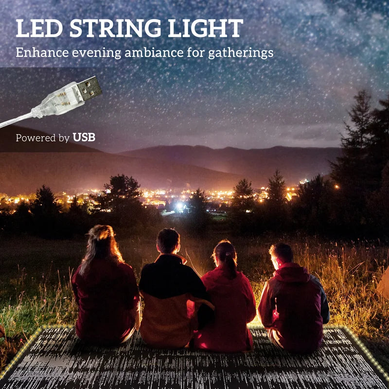 Outdoor Reversible Lighted Rug 12x9 ft - Waterproof, UV-Resistant Patio Carpet