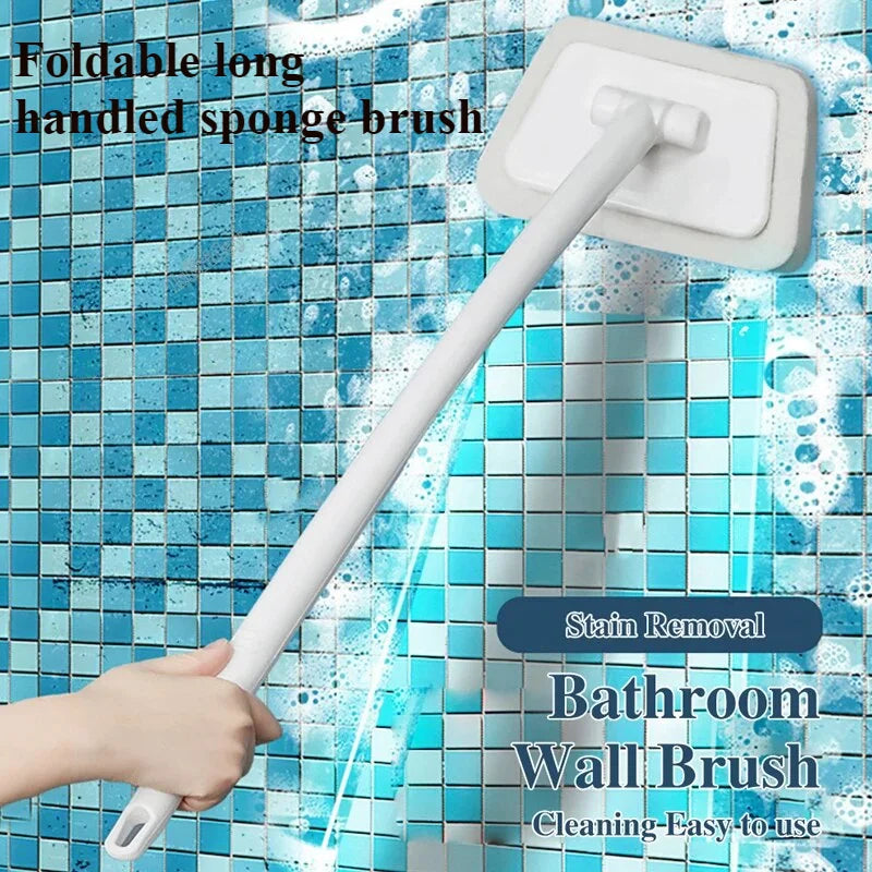 Multifunctional Long Handle Wall & Floor Sponge Brush for Bathroom Cleaning