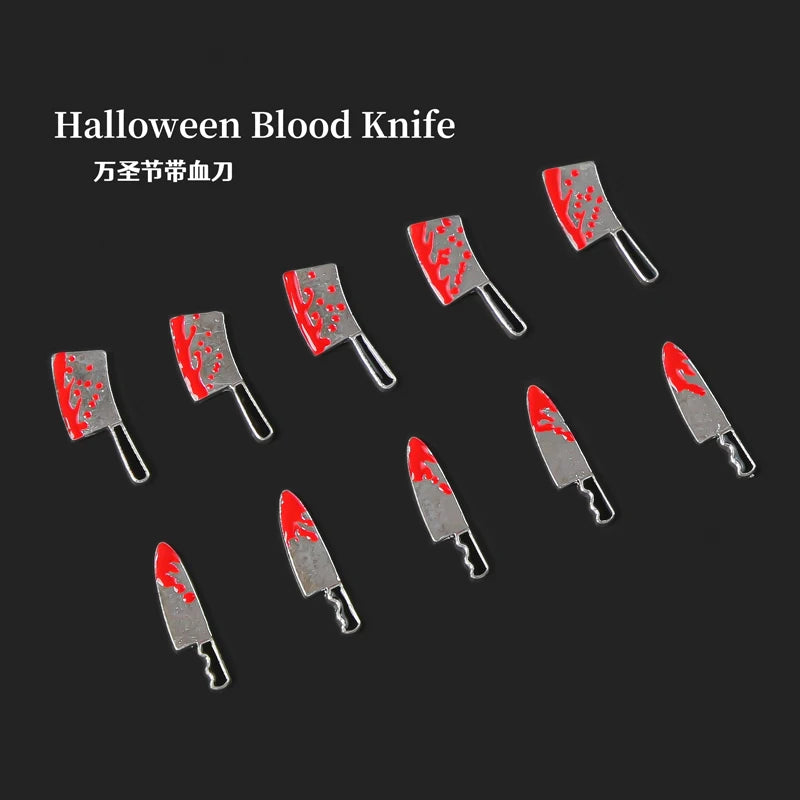 Fake Blood Knife Nail Charms 3D Rhinestone Decor for Nail Art DIY Jewelry