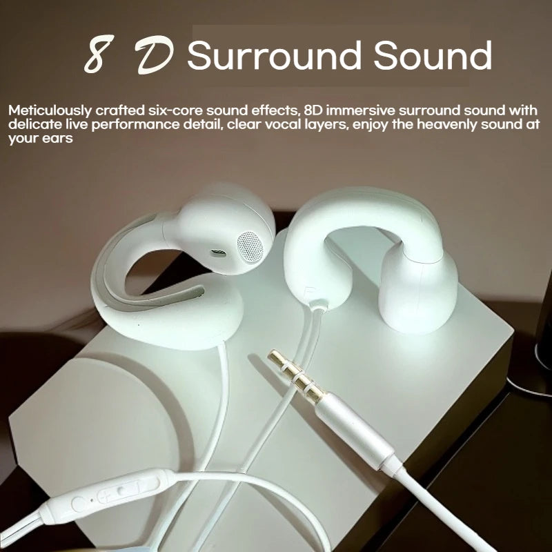 Wired Type C & 3.5mm Clip-On Stereo Earbuds with HD Mic for Gaming and Sports
