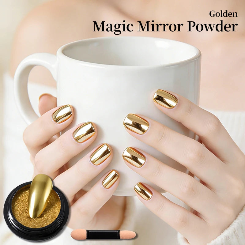 Mirror Powder for Nails - Metallic Chrome Holographic Nail Art Glitter Set