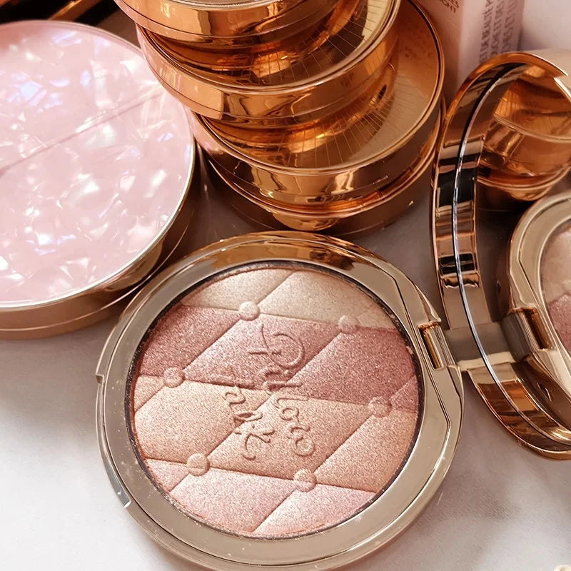 Dual-Use Heart-Shaped Powder Blusher & Eye Shadow Cream Setting Spray Set - 6 Colors