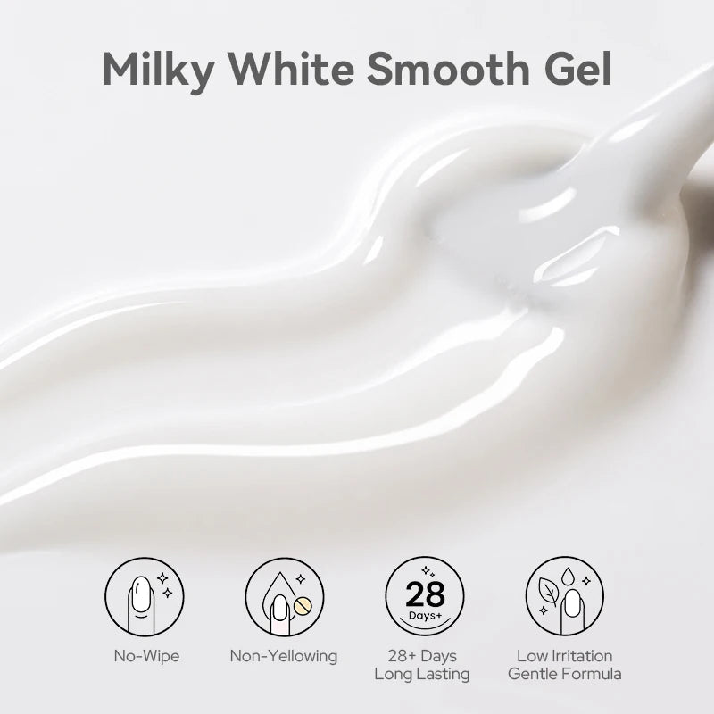 Milky White Gel Nail Polish Top Coat 10ml Long Wear UV LED Soak Off