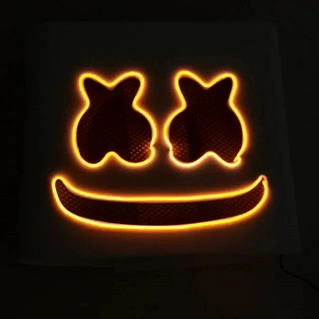 Halloween LED DJ Mask with Breathable Helmet - Lifelike Marshmello Cosplay Prop