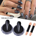 Black Mirror Nail Glitter Pigment 2pcs Y2K Chrome Rubbing Dust for Manicure