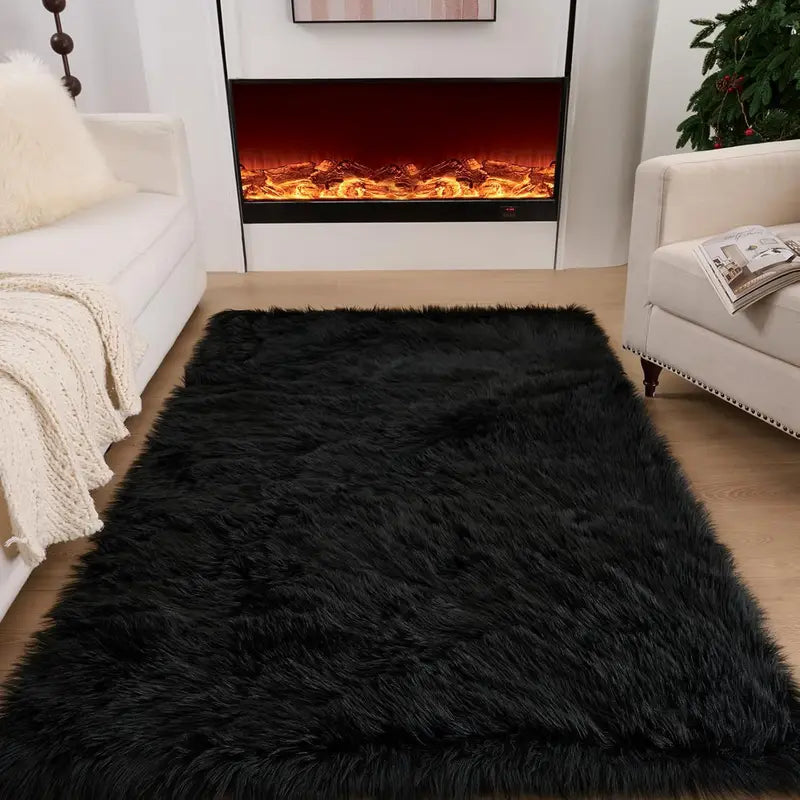 Fluffy Furry Area Rug 10x12 for Living Room & Bedroom - Shaggy Plush Rectangle Carpet