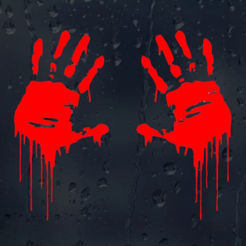 Pair Bloody Handprints Horror Car Stickers Vinyl Decals for Vehicles & Laptop