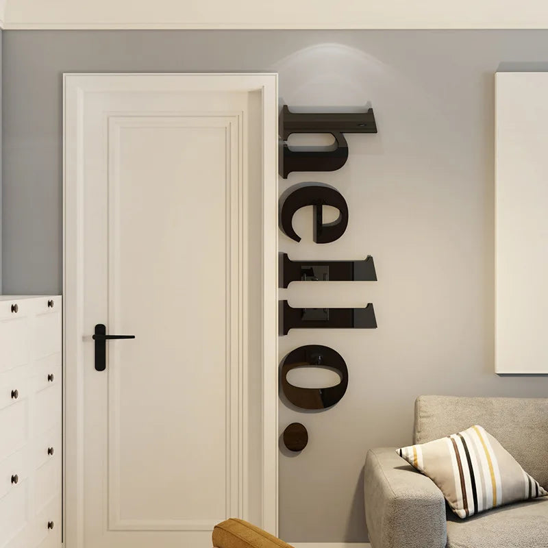 Acrylic 3D Wall Stickers for Living Room Bedroom Door Decor Self-Adhesive Decals