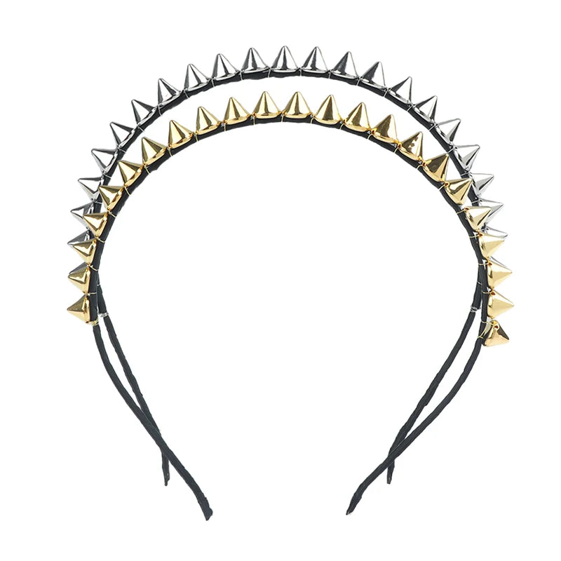 Fashion Punk Metal Headband with Spike Rivets for Women Men Party Accessory