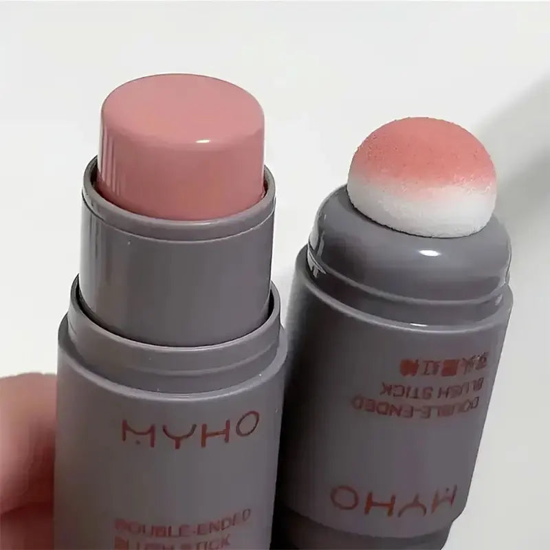 Double Head Powder Blusher Lip and Cheek Dual-Use Matte Rouge Stick Natural Makeup