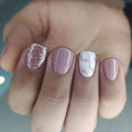 24 Short French Glitter Nail Set with Jelly Gel & Nail File - Glossy False Nails