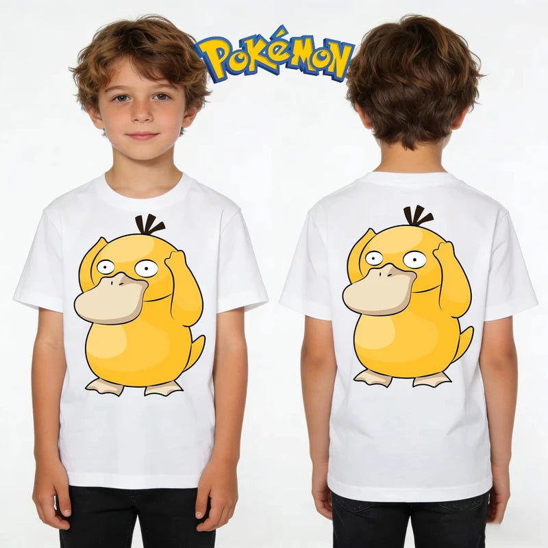 Kids Pikachu Pokemon Cartoon Print T-Shirt - Casual Summer Family Matching Tee