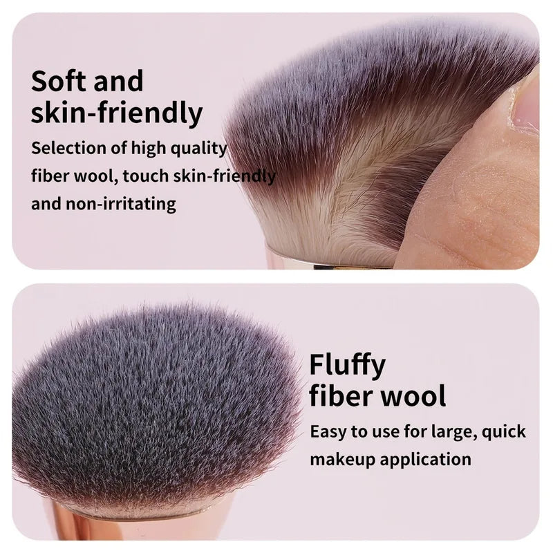 Large Dual-Ended Makeup Brush Set - 6 Ultra-Soft Synthetic Face & Blush Brushes for Professional & Travel Use