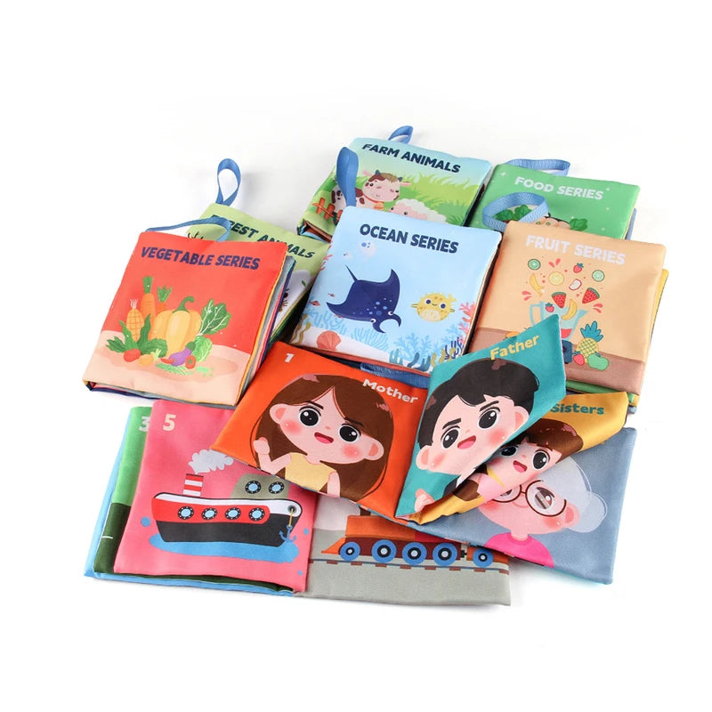 Sensory Baby Cloth Books with 3D Touch & High Contrast Visuals - Montessori Early Learning Toys