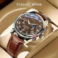 Men's Business Leather Strap Watch - Round Dial Quartz Wristwatch, Water-Resistant