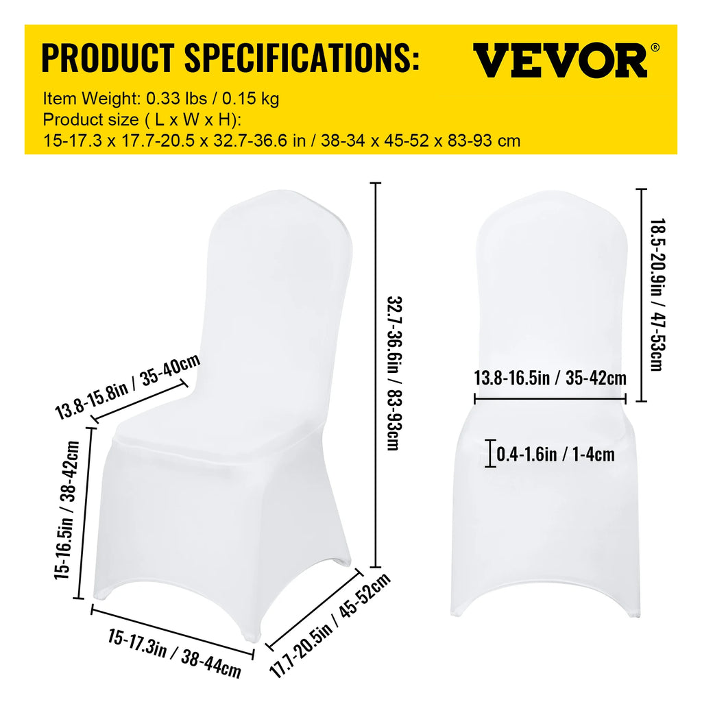Stretch Spandex Wedding Chair Covers 50 or 100 Pcs for Banquets & Events