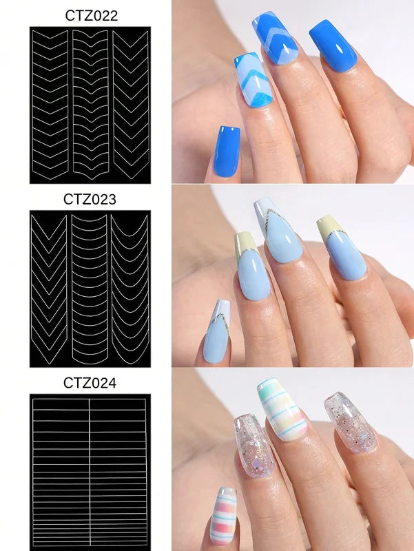 French Manicure Nail Art Stickers V-Shaped Strip Guides Self-Adhesive Tips