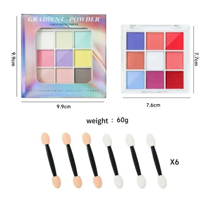 9Colors Nail Powder Glitter & Matte Gradient Deco for Manicure & Nail Art