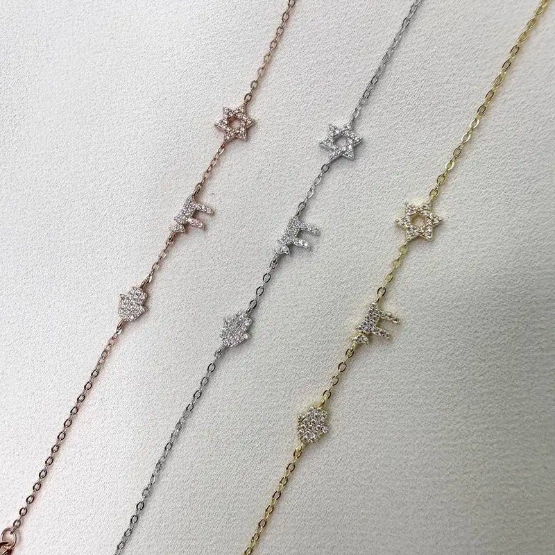 Lucky Charm Chain Eye Star Fish Amulet Jewelry Gold Bracelet - Religious Symbol