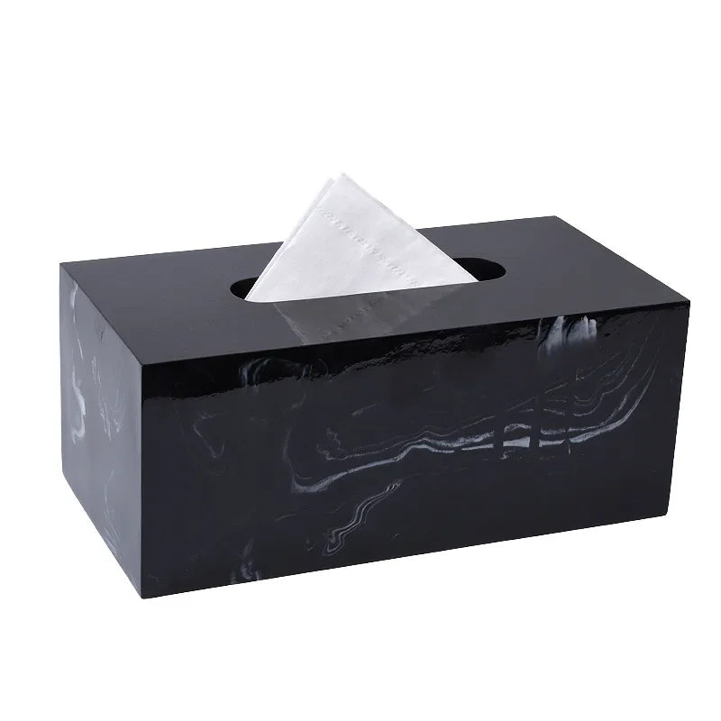Resin Tissue Box Holder for Bathroom Kitchen Living Room - Black & White