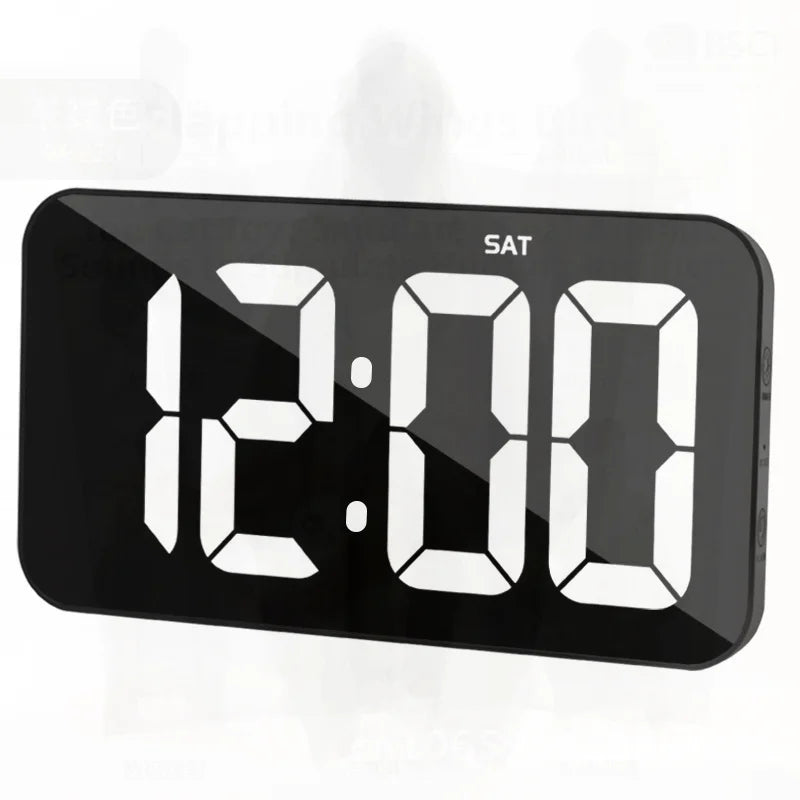 Large Screen Digital Wall Clock with LED Alarm - Modern Minimalist Home & Living Room Decor