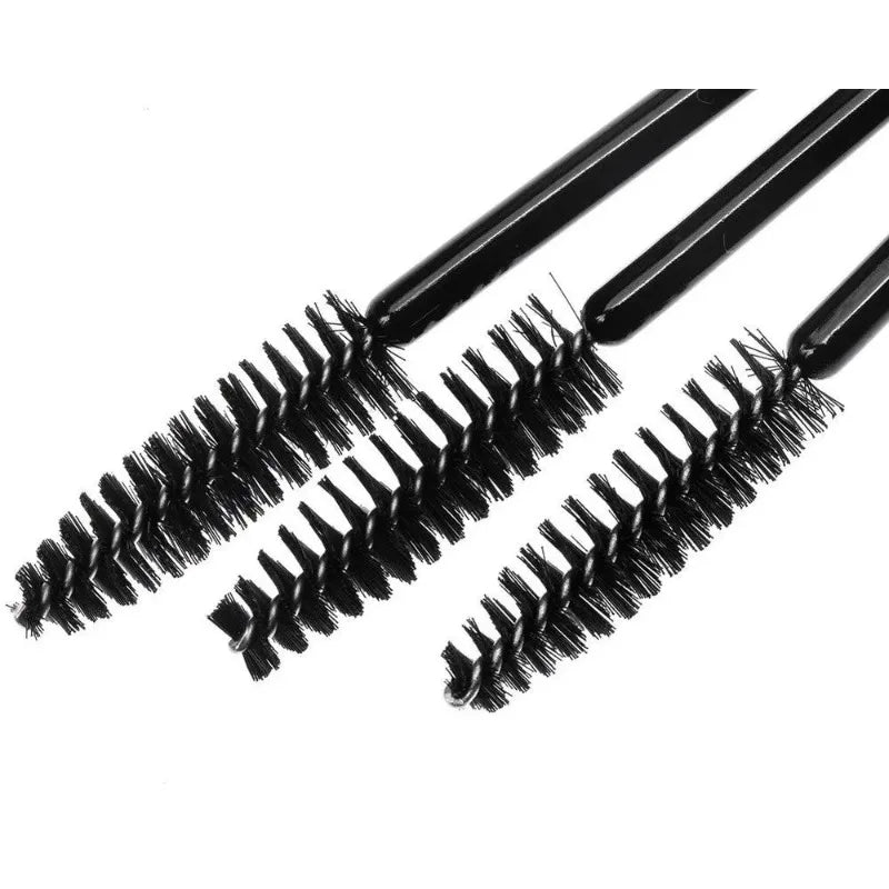 Disposable Mink Eyelash Brushes Set - 100 Black Makeup Applicators