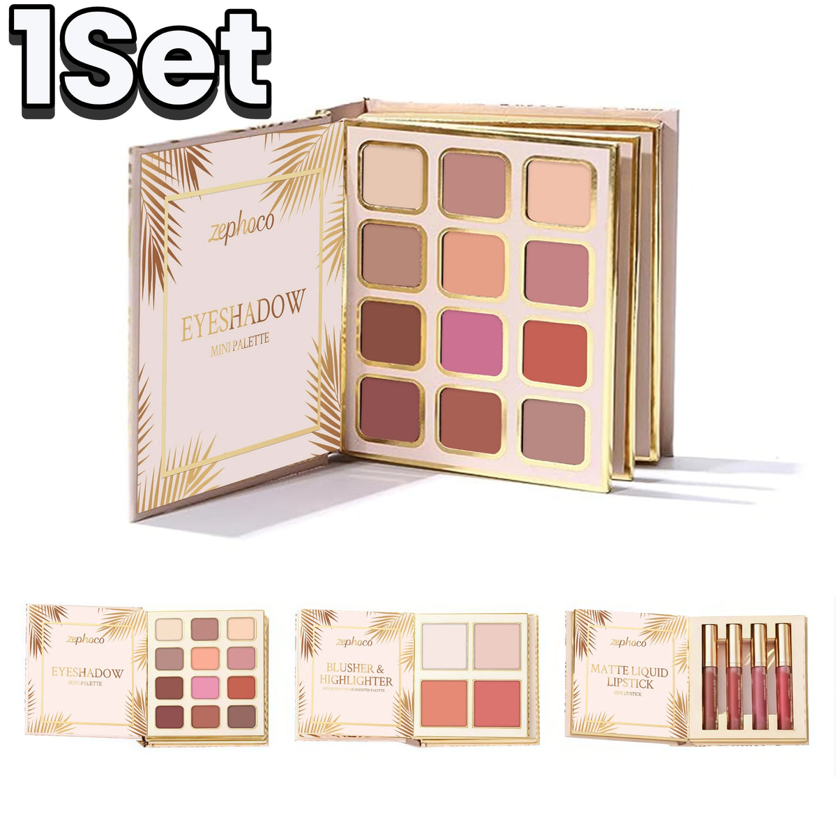 All-in-One Tropical Gilded Makeup Palette with Eye, Face, Lip & Highlighter Shades