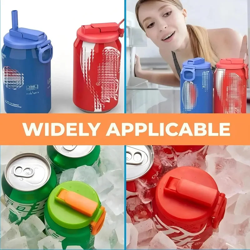 Can Lids With Straws Reusable Silicone Beverage Leak-Proof Soda