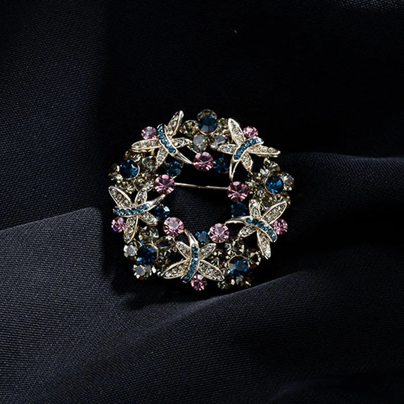 Women Elegant Crystal Garland Brooch Pin - High-End Fashion Accessory for Clothing & Gifts