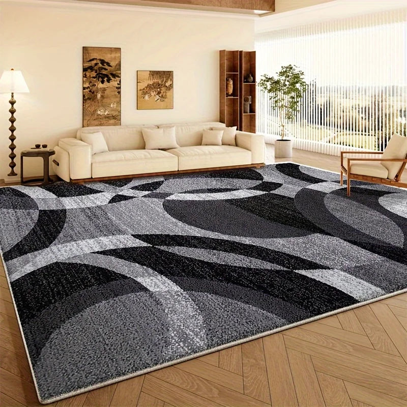 Geometric Non-Slip Rug for Living Room & Bedroom - Stain-Resistant Mat
