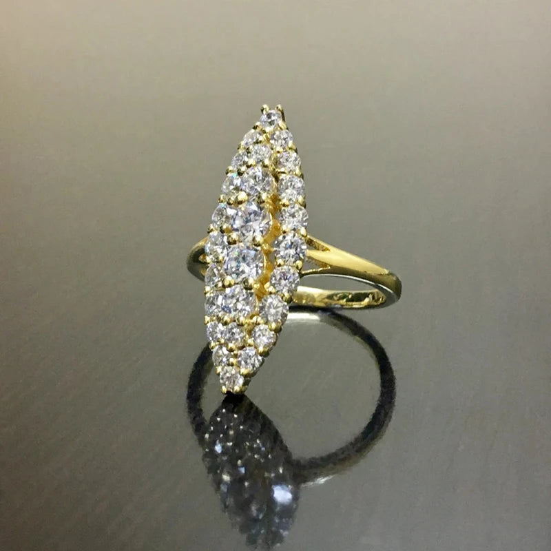 Gold Color Marquise-Shaped Ring for Women with CZ - Wedding & Fashion Jewelry