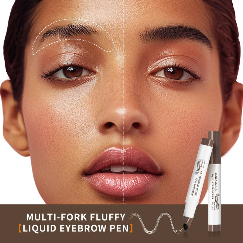 Long Lasting 4D Eyebrow Pen - Waterproof Precise Liquid Makeup with Multi-Fork Tip