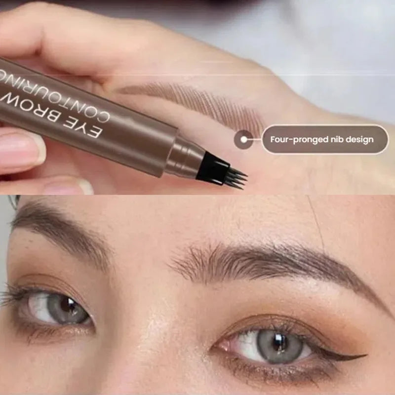 Waterproof Microblading Eyebrow Pen - Long Lasting Liquid Brow Pencil with 4-Point Tip