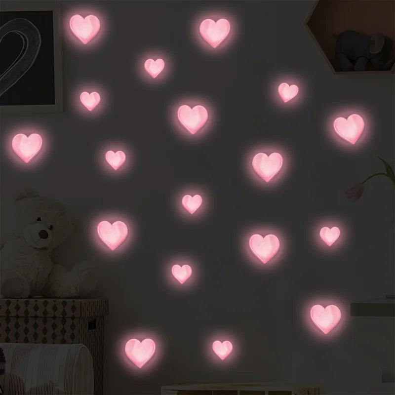 Pink Love Glow in The Dark Wall Decals for Nursery & Home Decor