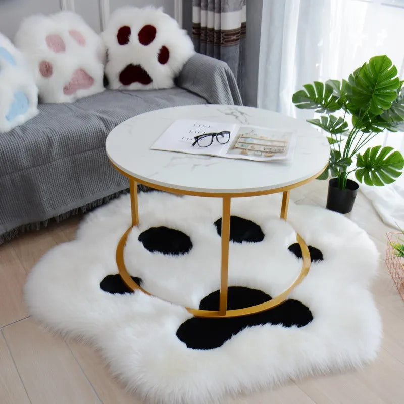 Cat Paw Pattern Plush Carpet for Living Room Soft Rug Home Decor
