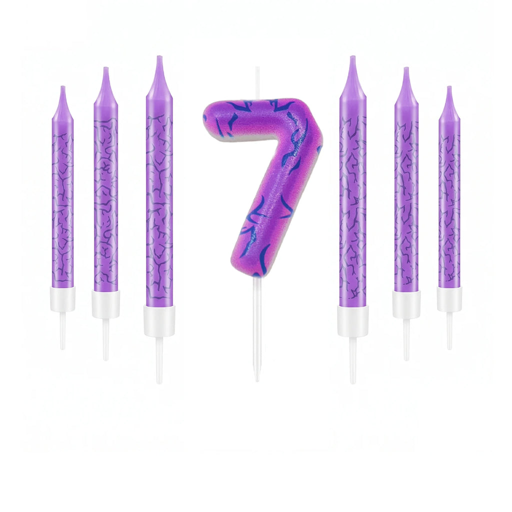 7-Piece Purple Disco Themed Birthday Candle Set for Cake Decorations