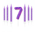 7-Piece Purple Disco Themed Birthday Candle Set for Cake Decorations