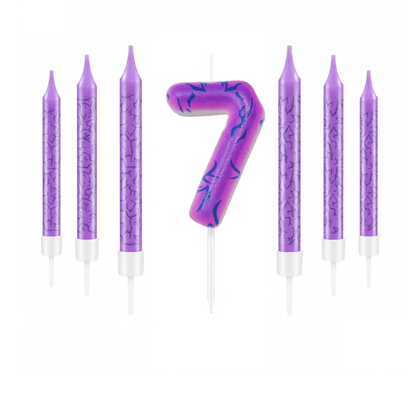7-Piece Purple Disco Themed Birthday Candle Set for Cake Decorations