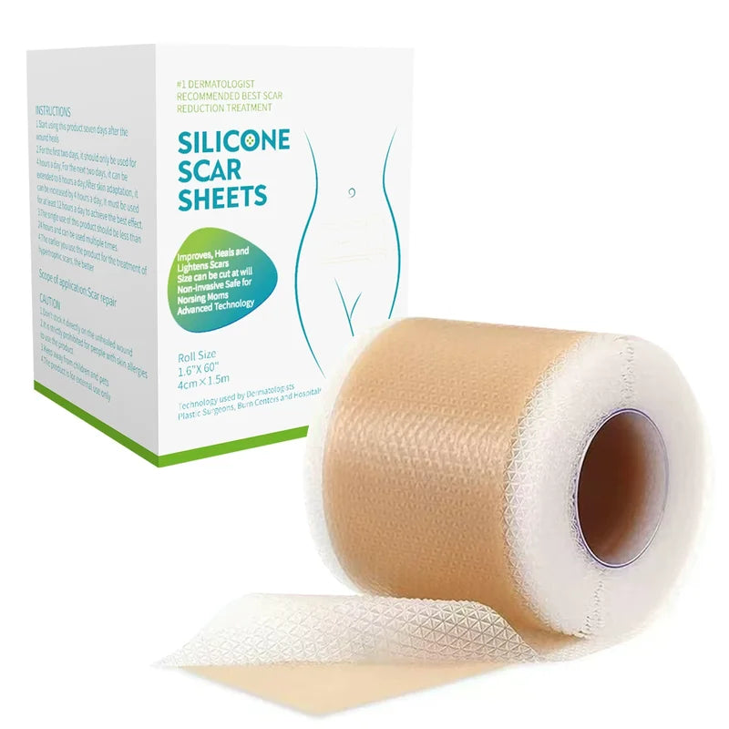 Silicone Scar Sheets Self-Adhesive Reusable Skin Cover Tape 4cm x 1.5m