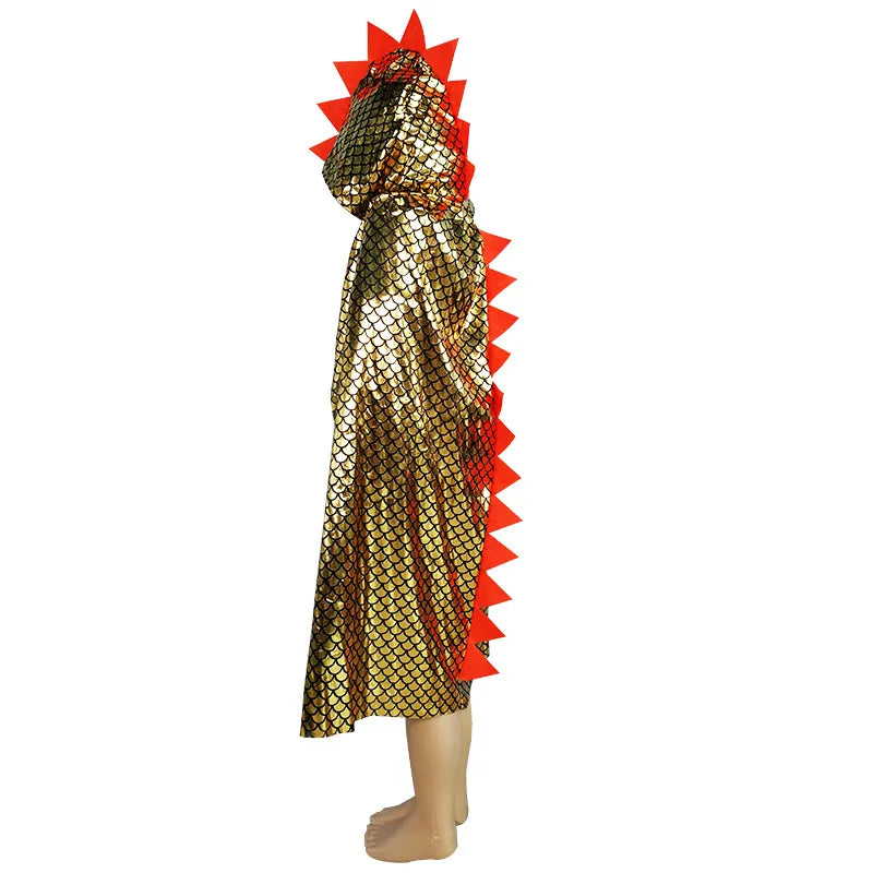 Kids Dinosaur Cape Costume Hooded Cloak for Halloween Party and Cosplay