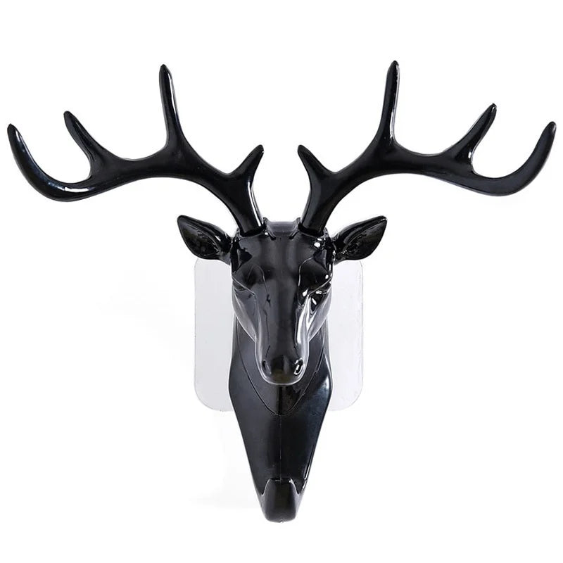 Wall Hanging Deer Head Hook Vintage Antlers Rack for Clothes Hat Scarf Keys