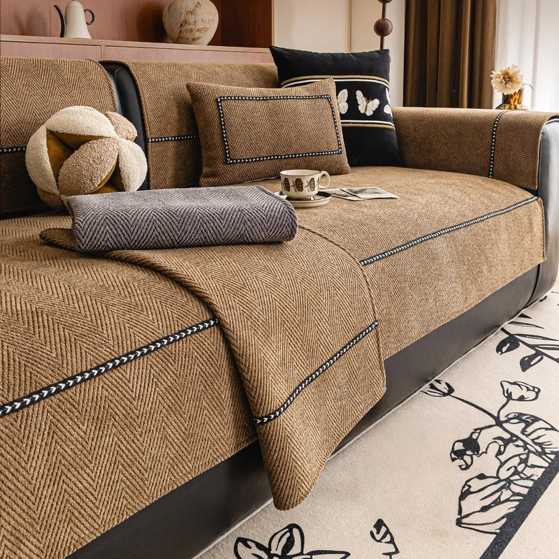 All-Season Anti-Slip Chenille Sofa Cover for Living Room - Washable & Decorative