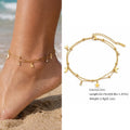 Waterproof Layered Anklet Bracelet for Women, Adjustable Gold Plated Jewelry