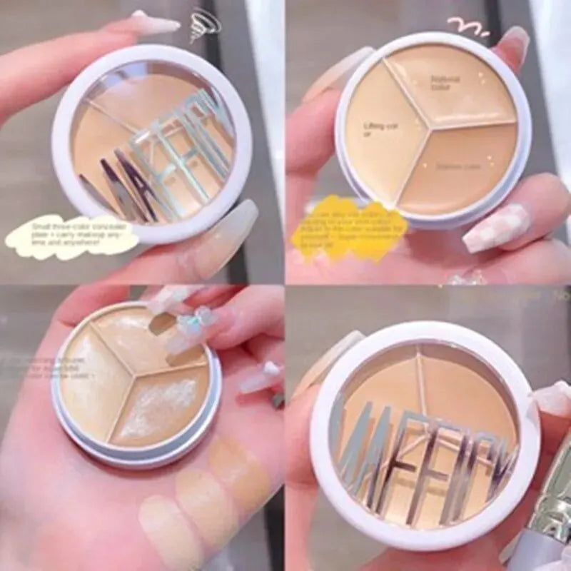 3-Color Concealer Palette for Dark Circles Blemishes Face Makeup