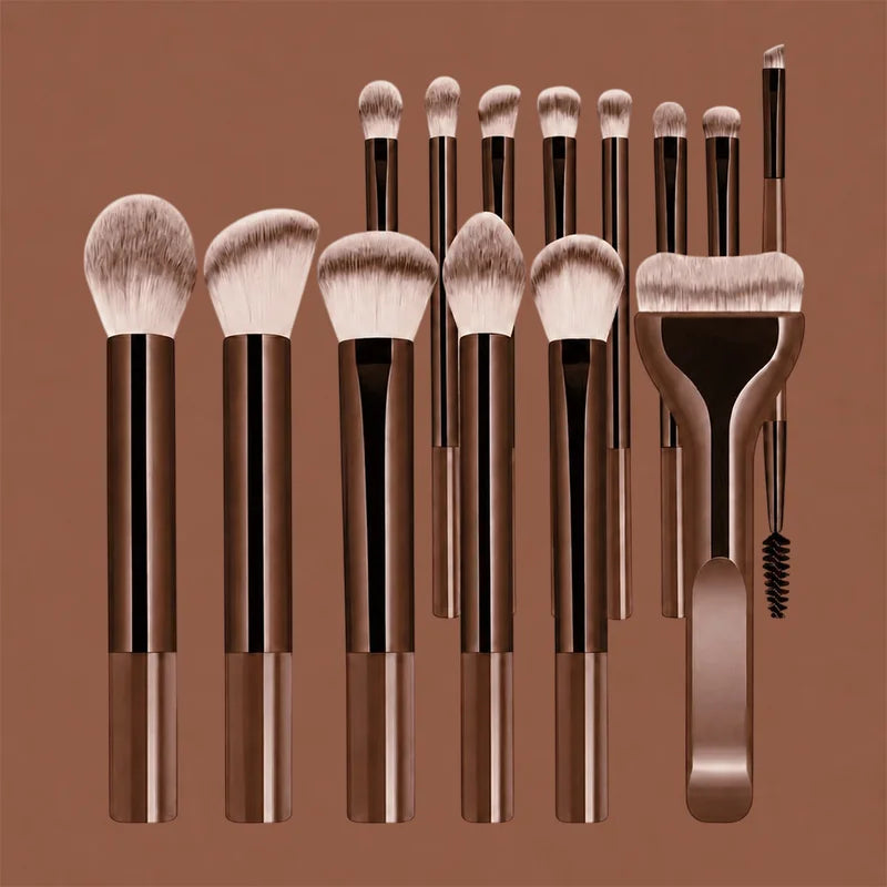 14-Piece Soft Bristle Makeup Brush Set for Face and Eyes - Professional Cosmetic Tools