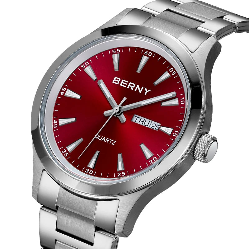 Men's Quartz Wristwatch with Luminous Hands and Date Calendar - Ultra Thin Stainless Steel Dress Watch