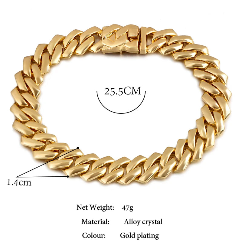 Golden Cuban Chain Anklet for Women Girls Beach Jewelry Hip Hop Rhinestone Paved