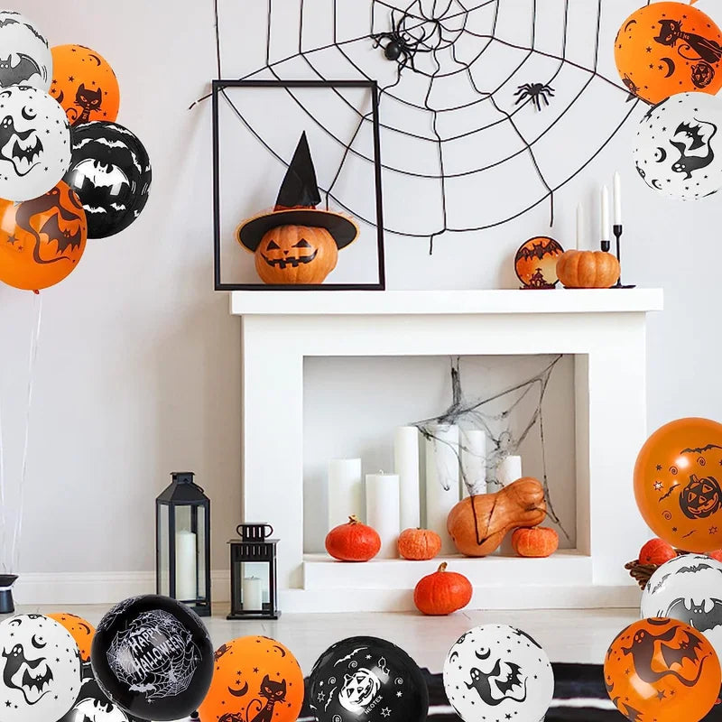 Halloween Latex Balloons Set - Inflatable Ghost & Pumpkin Foil Balloons for Kids Party Decorations