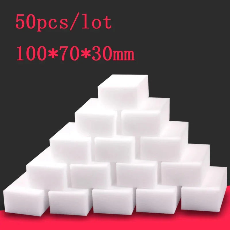 White Melamine Sponge Erasers Pack of 50 - Kitchen, Office, Bathroom Cleaning Accessories