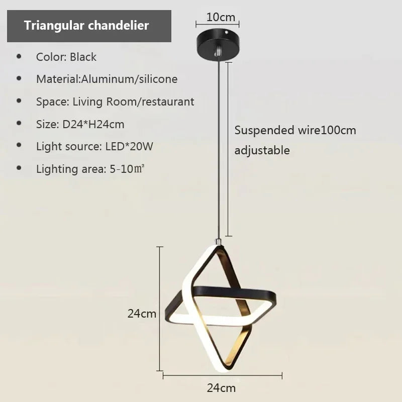 Modern Black LED Pendant Light Fixture for Dining Room Kitchen Living Room
